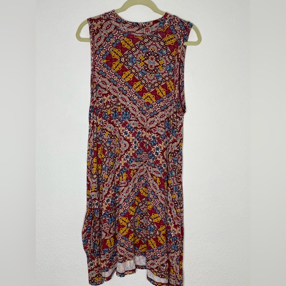 Maeve Multicolor Printed Sleeveless Dress - Red, Yellow, Blue